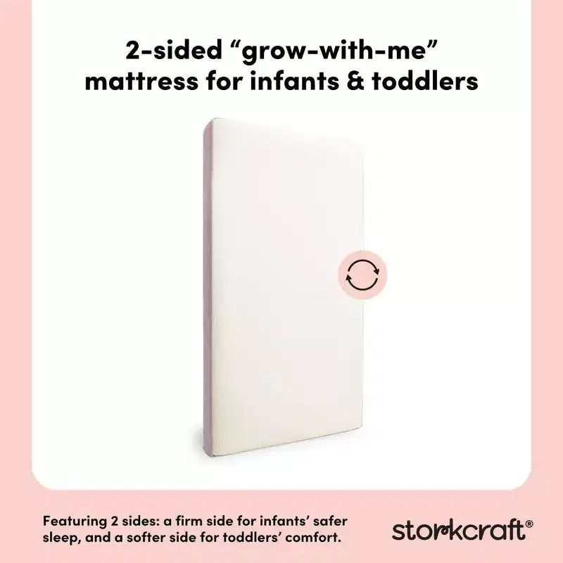 Colchón para cuna y cama infantil de doble cara, de malla prémium de 6" "Grow-with-Me": firme, resistente al agua, funda extraíble, sin espuma