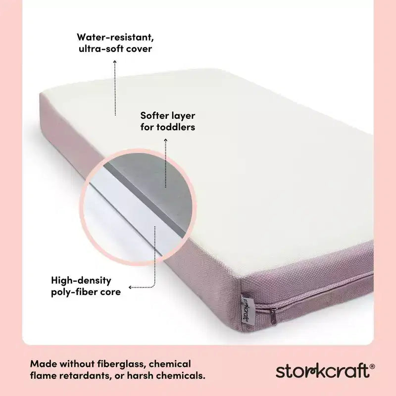 Colchón para cuna y cama infantil de doble cara, de malla prémium de 6" "Grow-with-Me": firme, resistente al agua, funda extraíble, sin espuma