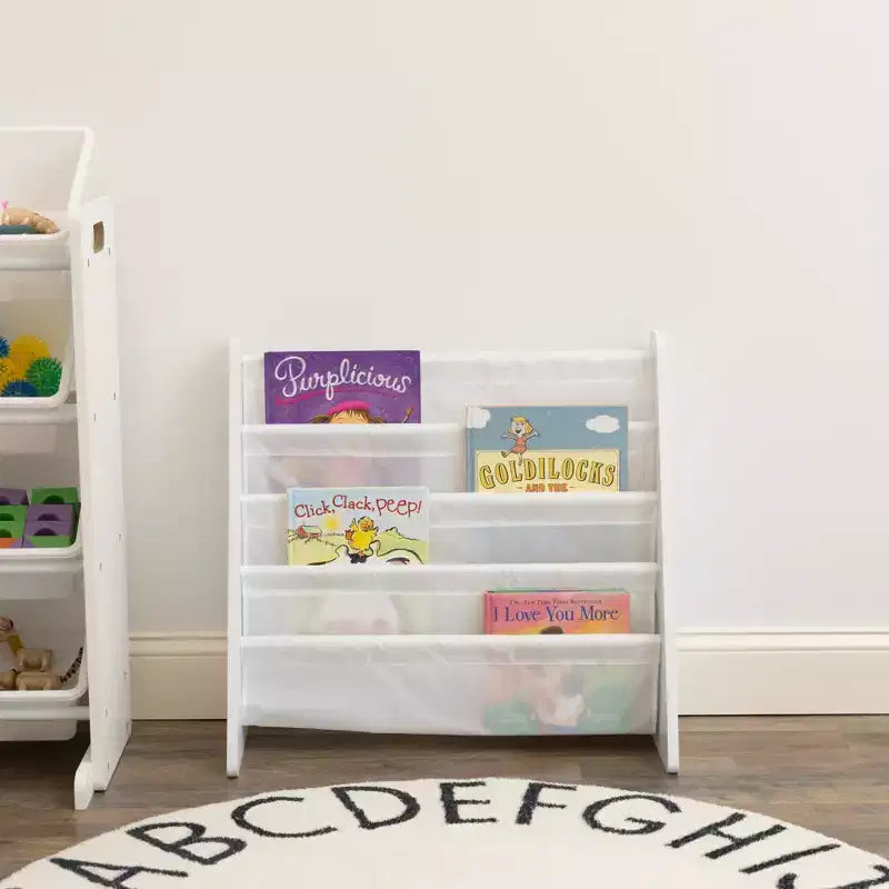 Estantería para libros infantiles Cambridge Collection blanca - Humble Crew: Librería decorativa para niños pequeños, 4 estantes, material MDF