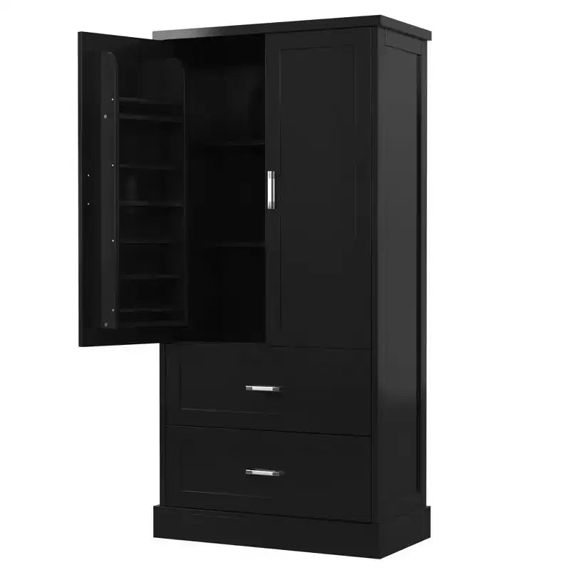 Armario de almacenamiento alto para baño Whisen, Armario con dos puertas y cajones