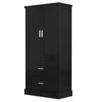 Armario de almacenamiento alto para baño Whisen, Armario con dos puertas y cajones