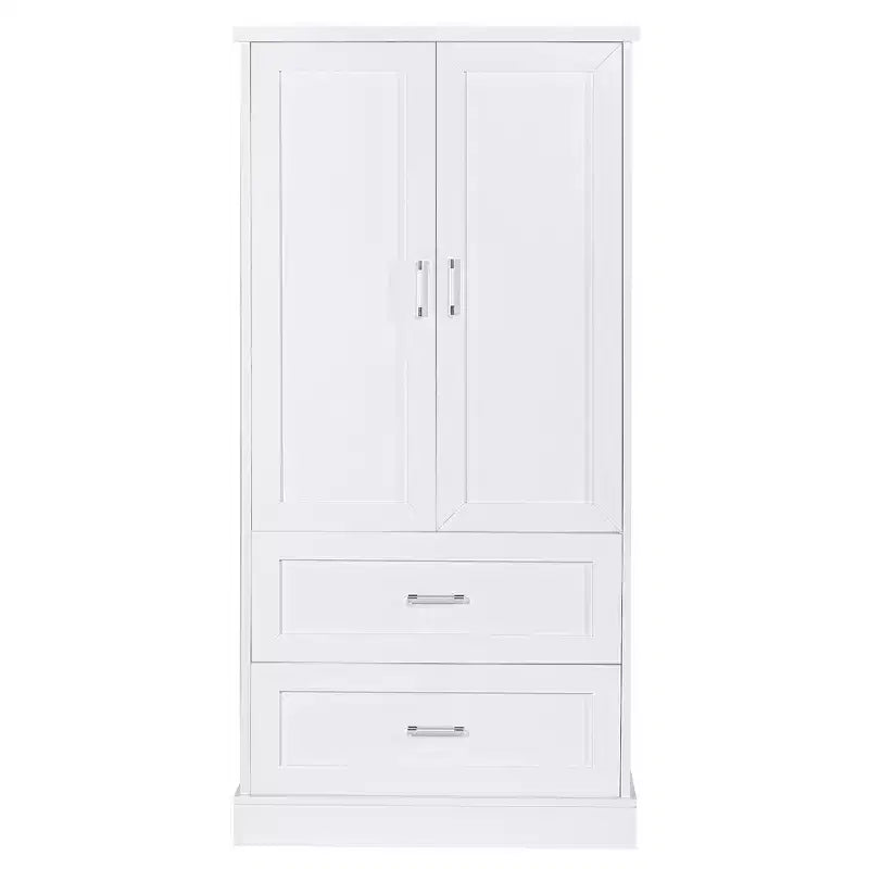 Armario de almacenamiento alto para baño Whisen, Armario con dos puertas y cajones