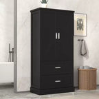 Armario de almacenamiento alto para baño Whisen, Armario con dos puertas y cajones