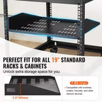Estante de rack de servidor 2U, 16/406 mm de profundidad, 50 libras de capacidad de carga máxima, estante de montaje en rack ventilado tipo voladizo o montaje en pared con bandeja, buena circulación de aire