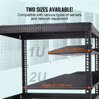 Estante de rack de servidor 2U, 16/406 mm de profundidad, 50 libras de capacidad de carga máxima, estante de montaje en rack ventilado tipo voladizo o montaje en pared con bandeja, buena circulación de aire