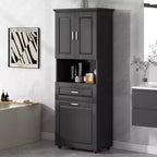 Armario de baño alto con cesto de ropa, gran espacio de almacenamiento, cesto de ropa inclinable y armario superior