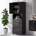 Whisen Tall Bathroom Cabinet with Laundry Basket, Large Storage Space Tilt-Out Laundry Hamper and Upper Storage Cabinet