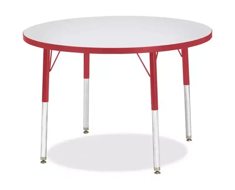Mesa redonda Jonti-Craft Berries de altura para adultos con borde de color (36 x 36) en rojo