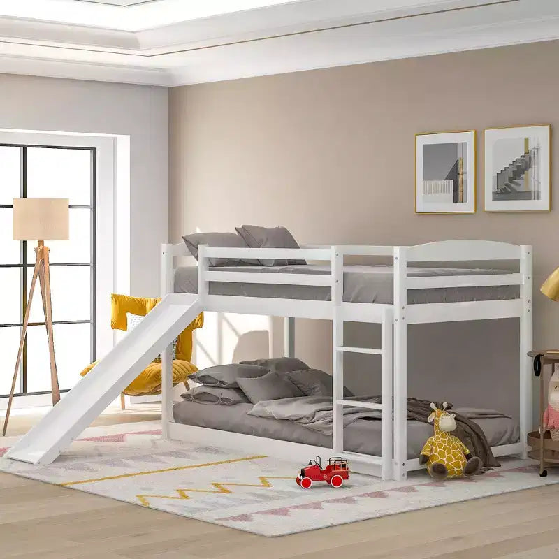 Okak Bunk Bed Twin Over Twin with Convertible Slide and Stairs Solid Pine Wood Loft Bunk Bed for Kids, Girls, Boys Easy Assemble