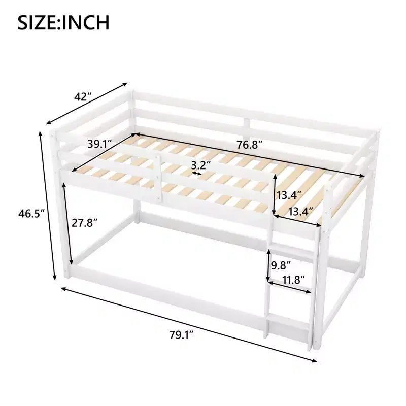 Litera doble con tobogán convertible y escaleras de madera de pino maciza, litera elevada para niños y niñas, fácil de montar
