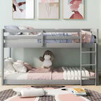 Litera doble con tobogán convertible y escaleras de madera de pino maciza, litera elevada para niños y niñas, fácil de montar