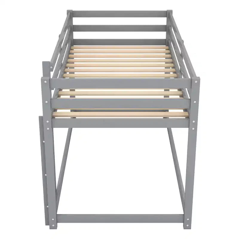 Litera doble con tobogán convertible y escaleras de madera de pino maciza, litera elevada para niños y niñas, fácil de montar