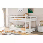Litera doble con tobogán convertible y escaleras de madera de pino maciza, litera elevada para niños y niñas, fácil de montar