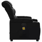 Sillón reclinable de masaje, cuero sintético negro, metal, madera manufacturada, individual
