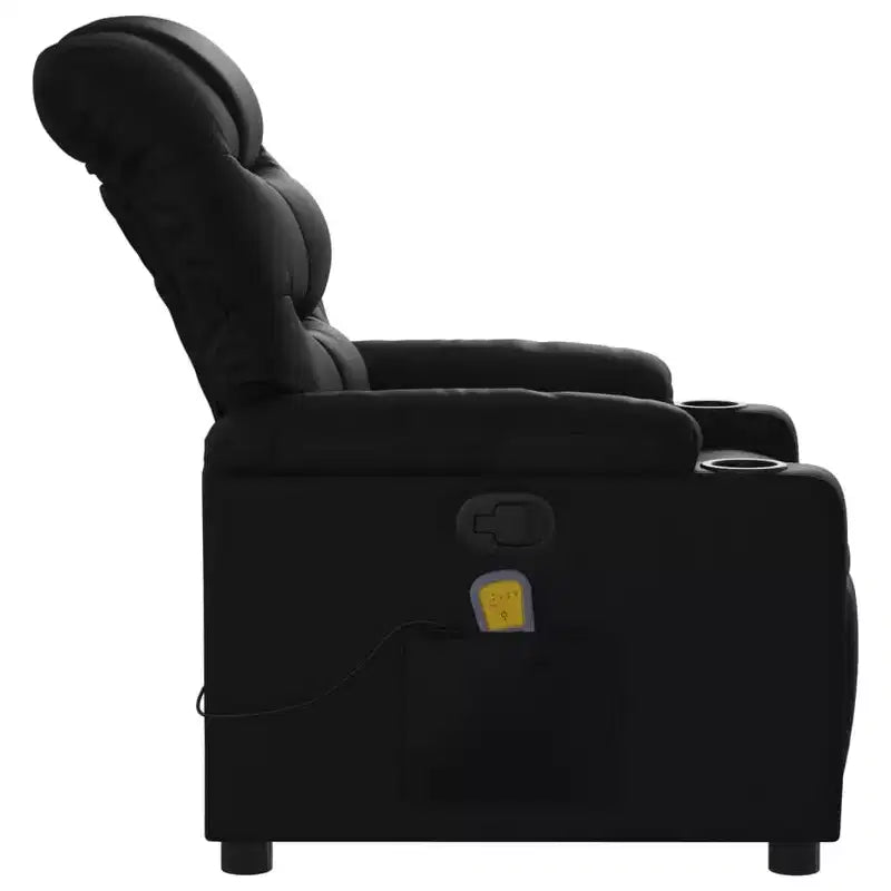 Sillón reclinable de masaje, cuero sintético negro, metal, madera manufacturada, individual
