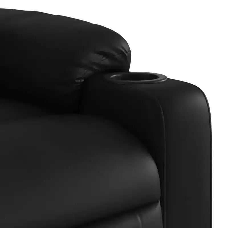 Sillón reclinable de masaje, cuero sintético negro, metal, madera manufacturada, individual
