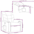 Sillón reclinable de masaje, cuero sintético negro, metal, madera manufacturada, individual