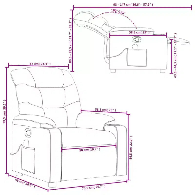 Sillón reclinable de masaje, cuero sintético negro, metal, madera manufacturada, individual