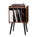 VEVOR Record Player Stand, 2 Tiers Turntable Stand with 4 Cabinets, Holds up to 100 Albums, Wooden Vinyl Record Storage Cabinet, Brown