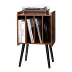VEVOR Record Player Stand, 2 Tiers Turntable Stand with 4 Cabinets, Holds up to 100 Albums, Wooden Vinyl Record Storage Cabinet, Brown
