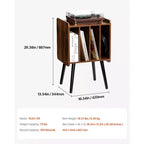 Soporte para tocadiscos, soporte para tocadiscos de 2 niveles con 4 gabinetes, con capacidad para 100 álbumes, gabinete de almacenamiento de discos de vinilo de madera, marrón