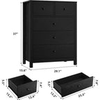 29 Cómoda de 5 cajones con cajones profundos y pomos de metal, cómoda moderna de madera para dormitorio, entrada y habitación infantil