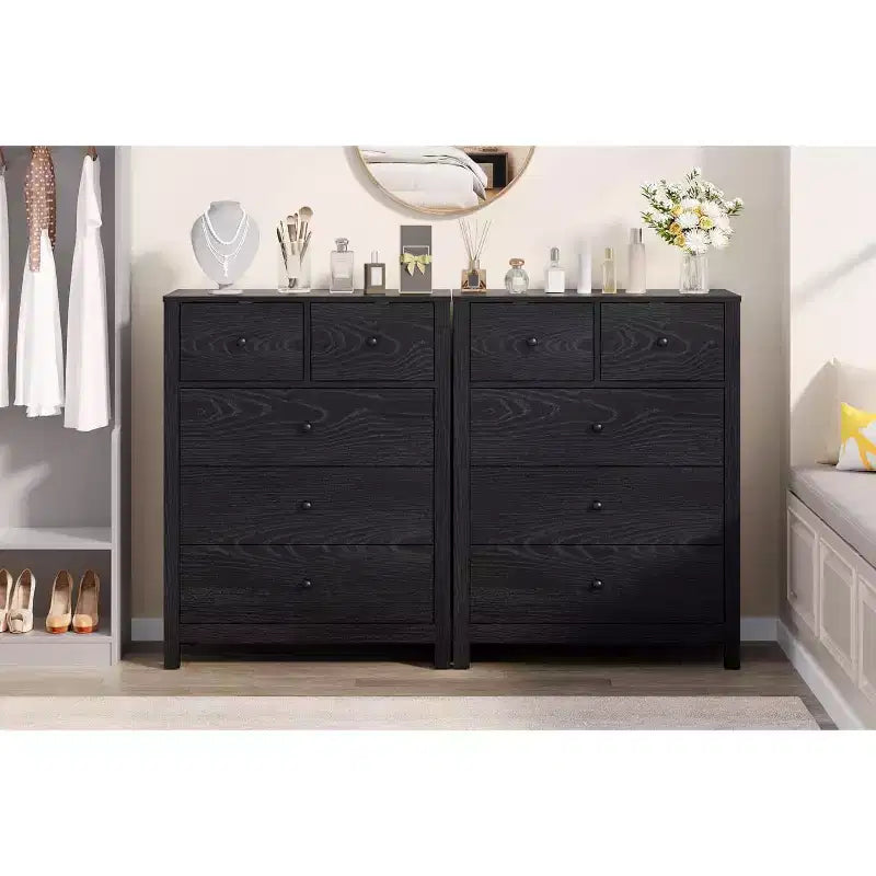 29 Cómoda de 5 cajones con cajones profundos y pomos de metal, cómoda moderna de madera para dormitorio, entrada y habitación infantil