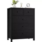 29 Cómoda de 5 cajones con cajones profundos y pomos de metal, cómoda moderna de madera para dormitorio, entrada y habitación infantil