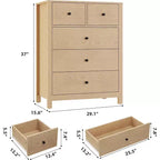 29 Cómoda de 5 cajones con cajones profundos y pomos de metal, cómoda moderna de madera para dormitorio, entrada y habitación infantil