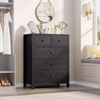 29 5 Drawer Dresser with Deep Drawers & Metal Knobs, Modern Wooden Chest for Bedroom, Entryway & Kids Room