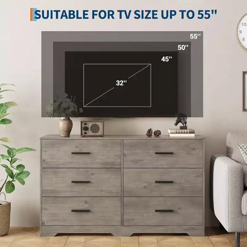 Cómoda Garvee Modern de 6 cajones con estructura duradera y cajones profundos, para el hogar, la oficina, la sala de estar