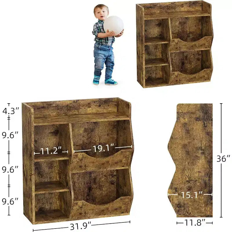 Estantería Acekool para niños y organizador de juguetes, estantería de 3 niveles con 5 cubos, expositor de doble cara y estante superior para sala de juegos, dormitorio, blanco