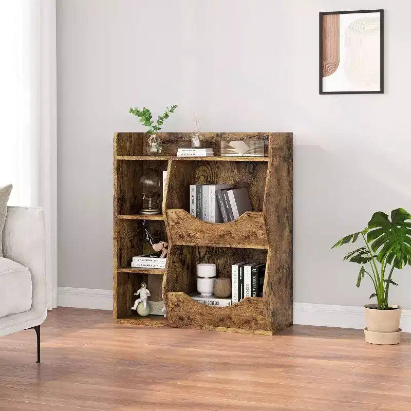 Estantería Acekool para niños y organizador de juguetes, estantería de 3 niveles con 5 cubos, expositor de doble cara y estante superior para sala de juegos, dormitorio, blanco