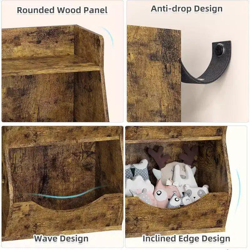 Estantería Acekool para niños y organizador de juguetes, estantería de 3 niveles con 5 cubos, expositor de doble cara y estante superior para sala de juegos, dormitorio, blanco
