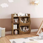 Estantería Acekool para niños y organizador de juguetes, estantería de 3 niveles con 5 cubos, expositor de doble cara y estante superior para sala de juegos, dormitorio, blanco