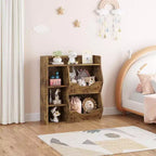 Estantería Acekool para niños y organizador de juguetes, estantería de 3 niveles con 5 cubos, expositor de doble cara y estante superior para sala de juegos, dormitorio, blanco