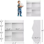 Estantería Acekool para niños y organizador de juguetes, estantería de 3 niveles con 5 cubos, expositor de doble cara y estante superior para sala de juegos, dormitorio, blanco