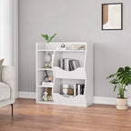 Estantería Acekool para niños y organizador de juguetes, estantería de 3 niveles con 5 cubos, expositor de doble cara y estante superior para sala de juegos, dormitorio, blanco