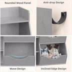 Estantería Acekool para niños y organizador de juguetes, estantería de 3 niveles con 5 cubos, expositor de doble cara y estante superior para sala de juegos, dormitorio, blanco