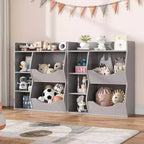 Estantería Acekool para niños y organizador de juguetes, estantería de 3 niveles con 5 cubos, expositor de doble cara y estante superior para sala de juegos, dormitorio, blanco