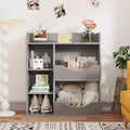 Acekool Kids Bookshelf and Toy Storage Organizer, 3-Tier Bookcase with 5 Cubes, Double-Sided Display & Top Shelf for Playroom, Bedroom, White