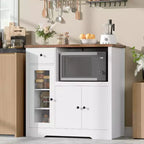 Aparador con Gabinete de Almacenamiento, Estantes Ajustables, Soporte para Microondas, Cajón, Puertas Individuales y Dobles, Solución de Muebles para Comedor