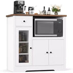Aparador con Gabinete de Almacenamiento, Estantes Ajustables, Soporte para Microondas, Cajón, Puertas Individuales y Dobles, Solución de Muebles para Comedor