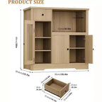 Aparador con Gabinete de Almacenamiento, Estantes Ajustables, Soporte para Microondas, Cajón, Puertas Individuales y Dobles, Solución de Muebles para Comedor