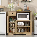 Aparador con Gabinete de Almacenamiento, Estantes Ajustables, Soporte para Microondas, Cajón, Puertas Individuales y Dobles, Solución de Muebles para Comedor