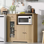 Aparador con Gabinete de Almacenamiento, Estantes Ajustables, Soporte para Microondas, Cajón, Puertas Individuales y Dobles, Solución de Muebles para Comedor