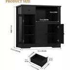 Aparador con Gabinete de Almacenamiento, Estantes Ajustables, Soporte para Microondas, Cajón, Puertas Individuales y Dobles, Solución de Muebles para Comedor