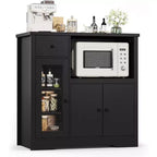 Aparador con Gabinete de Almacenamiento, Estantes Ajustables, Soporte para Microondas, Cajón, Puertas Individuales y Dobles, Solución de Muebles para Comedor