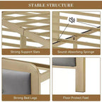 Estructura de cama matrimonial dorada, con cabecero tapizado con botones, base de cama tapizada, metal resistente, no necesita somier