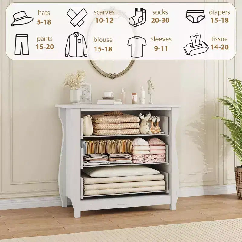 Cómoda Boho de 3 cajones con detalles de ratán - Armario de almacenamiento independiente con patas curvas para dormitorio o sala de estar